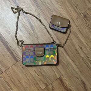 Coach Colorful Crossbody Bag with Gold Chain Strap